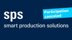 Logo of the fair sps, with the English note: participation canceled