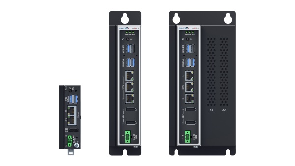 The image shows various industrial PC models offered by Bosch Rexroth.