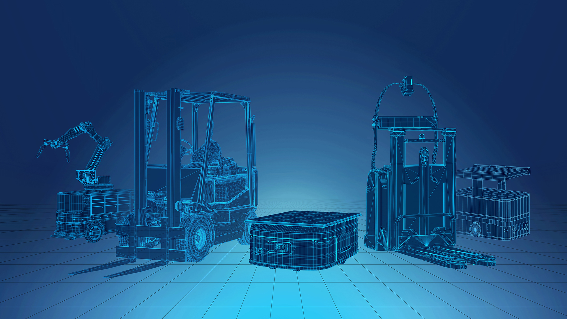 Bild zeigt offene, flexibel einsetzbare Automatisierungslösungen von Bosch Rexroth für Automated Guided Vehicles (AGV) und autonome mobile Roboter (AMR)