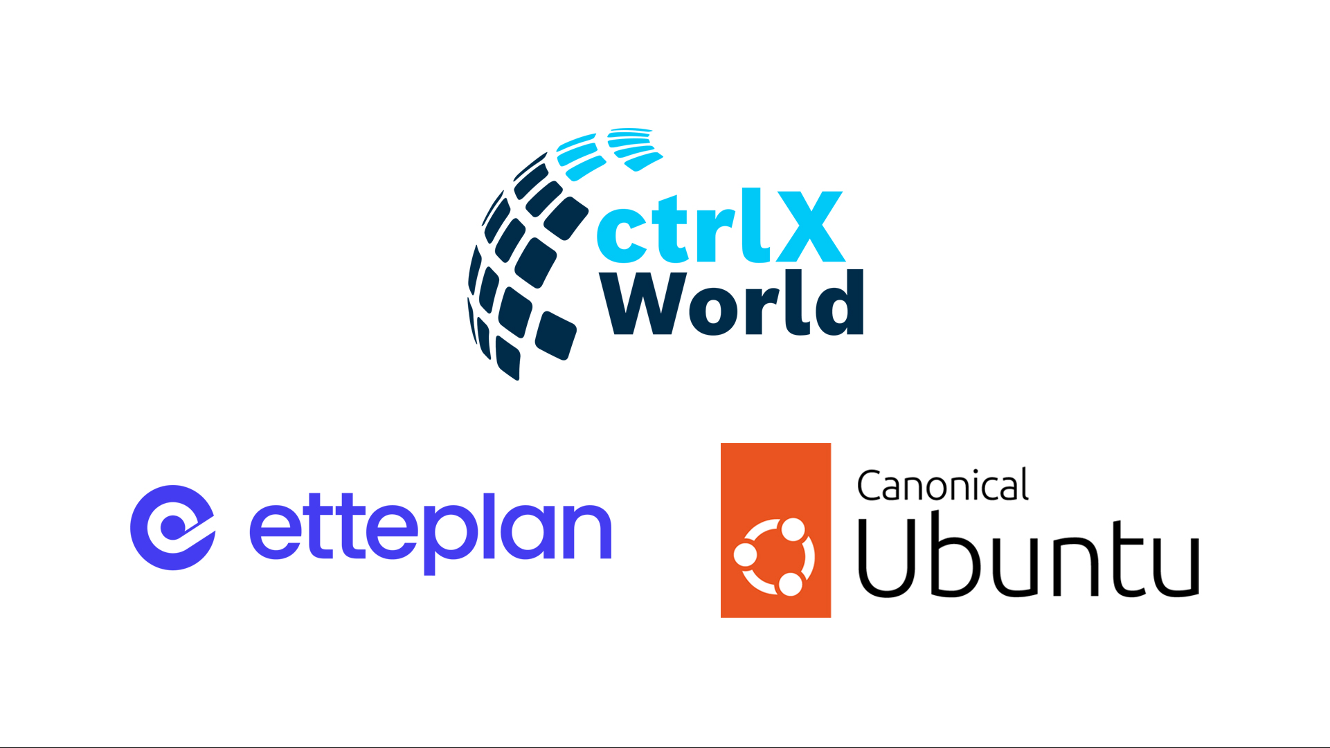 ctrlXOS Partner Etteplan and Canonical, Logo ctrlX AUTOMATION, Etteplan and Canonical Ubuntu